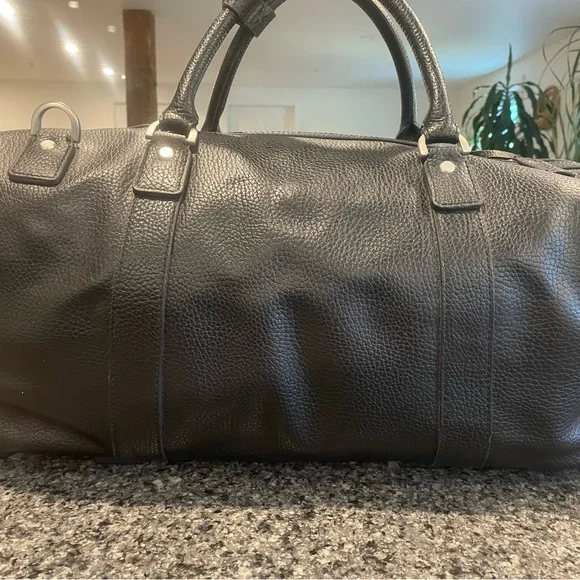Brooks Brothers Black Leather Duffel Bag